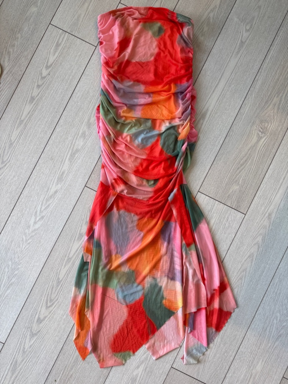 Strapless Ruched Multi-Color Mermaid Dress - Picture 2 of 3